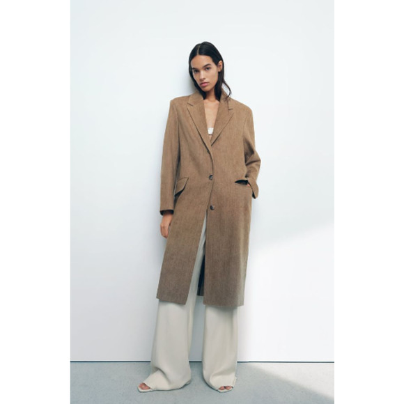 Zara Jackets & Blazers - ZARA Single Breasted Linen Long Coat Jacket Rustic Straight Cut Coat NEW